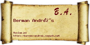 Berman András névjegykártya