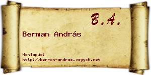 Berman András névjegykártya